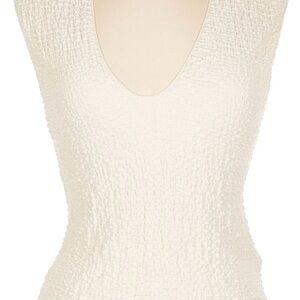 Zara Cream Textured Sleeveless Blouse